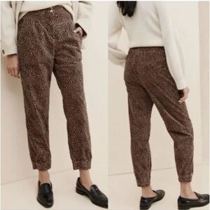 Anthropologie Brown Jogger Track Pants with Elastic Waistband and Tapered Fit